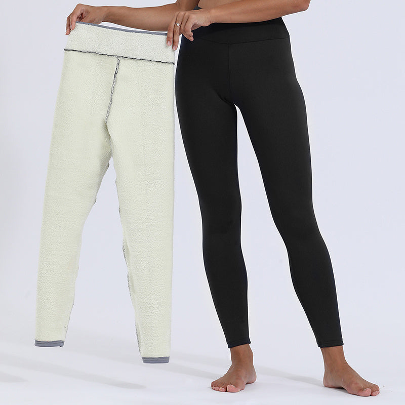 Leggings d'hiver chauds, épais et extensibles en cachemire d'agneau, pantalons de fitness skinny pour femmes