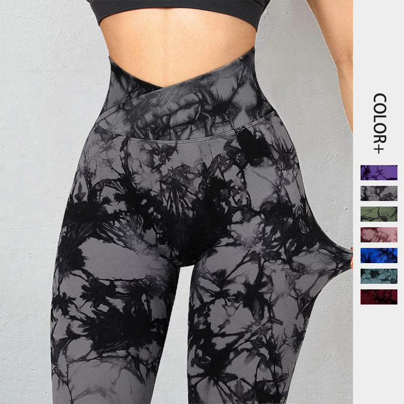 Leggings sans couture Tie Dye Pantalons de yoga pour femmes Push Up Sport Fitness Running Gym Leggings