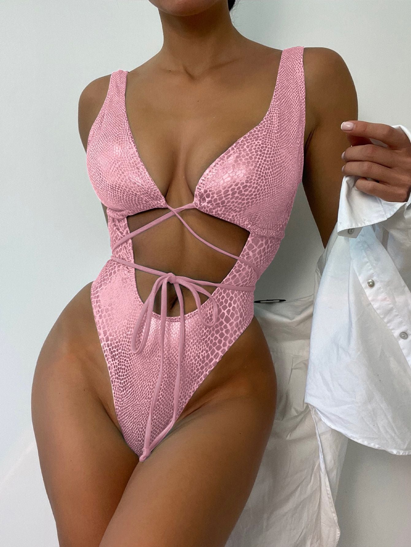 Maillot de bain une pièce bikini à lacets pour femme