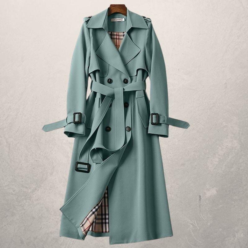 Trench-coat mi-long pour femme, coupe-vent long d'automne