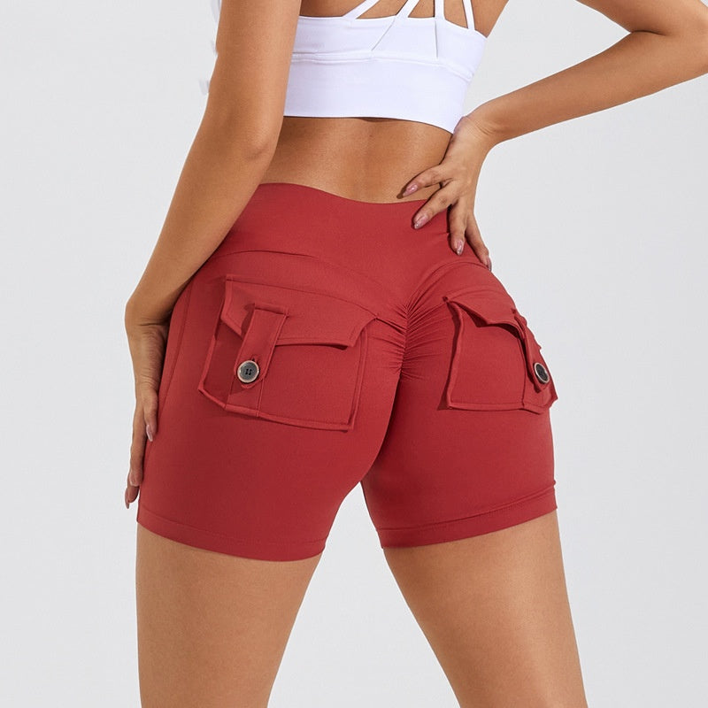 Short taille haute avec poches pour le yoga, le fitness, le sport, séchage rapide, vêtements d'été pour femmes