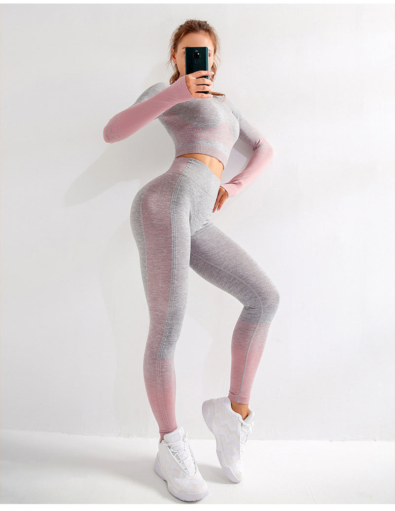 LANTECH Ensembles de yoga pour femmes Gym Fitness Athletic 2 pièces Ensemble de combinaisons de sport Pantalons Leggings Vêtements de sport Leggings Chemises de sport sans couture