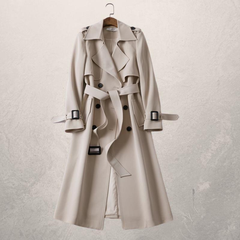 Trench-coat mi-long pour femme, coupe-vent long d'automne