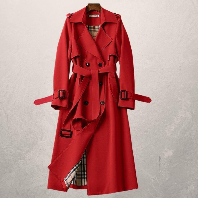 Trench-coat mi-long pour femme, coupe-vent long d'automne