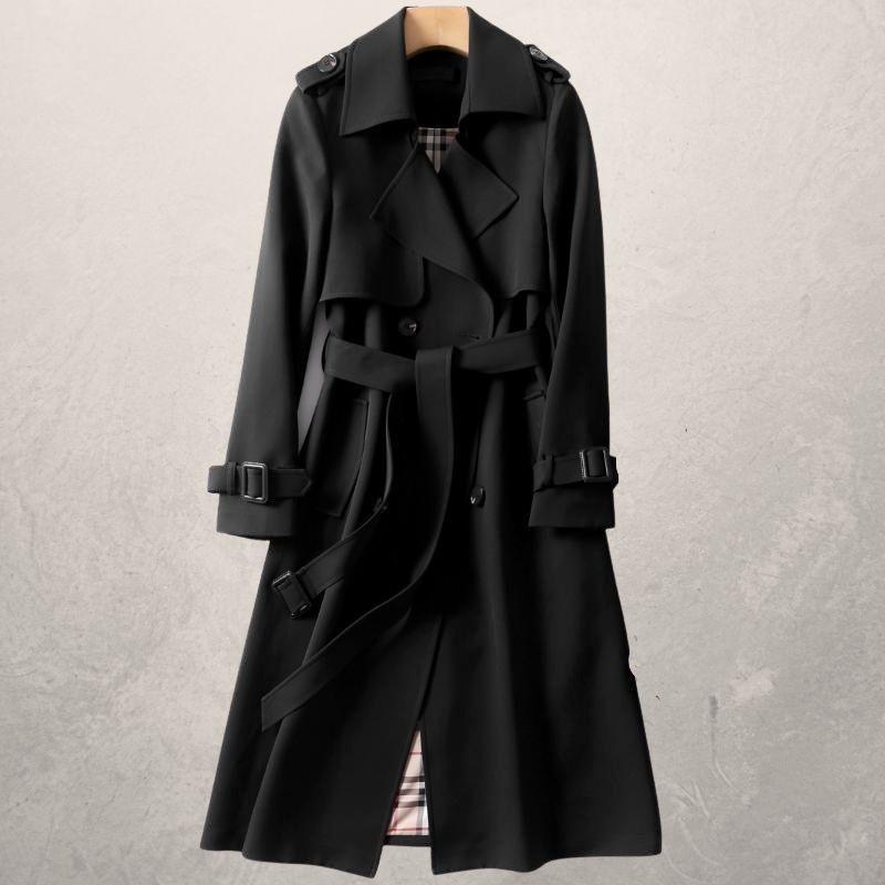 Trench-coat mi-long pour femme, coupe-vent long d'automne