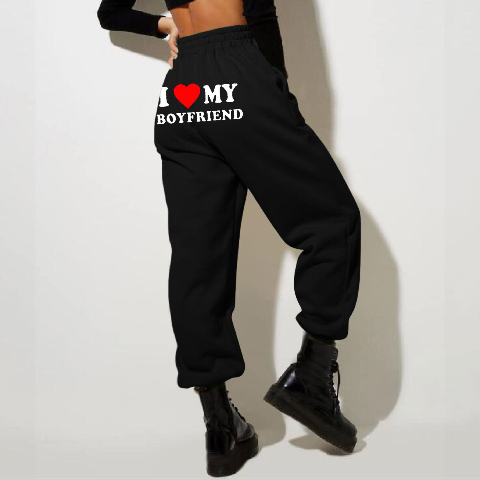 Pantalon imprimé I Love MY BOYFRIEND Pantalon de survêtement décontracté pour hommes et femmes Pantalon de sport