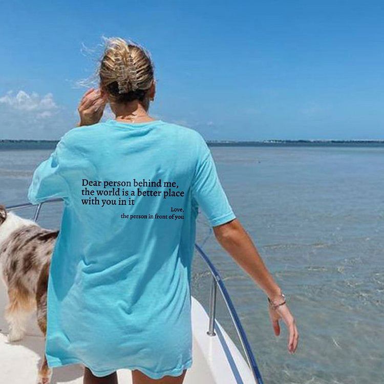 T-shirt à manches courtes et col rond pour femme avec lettres et slogan