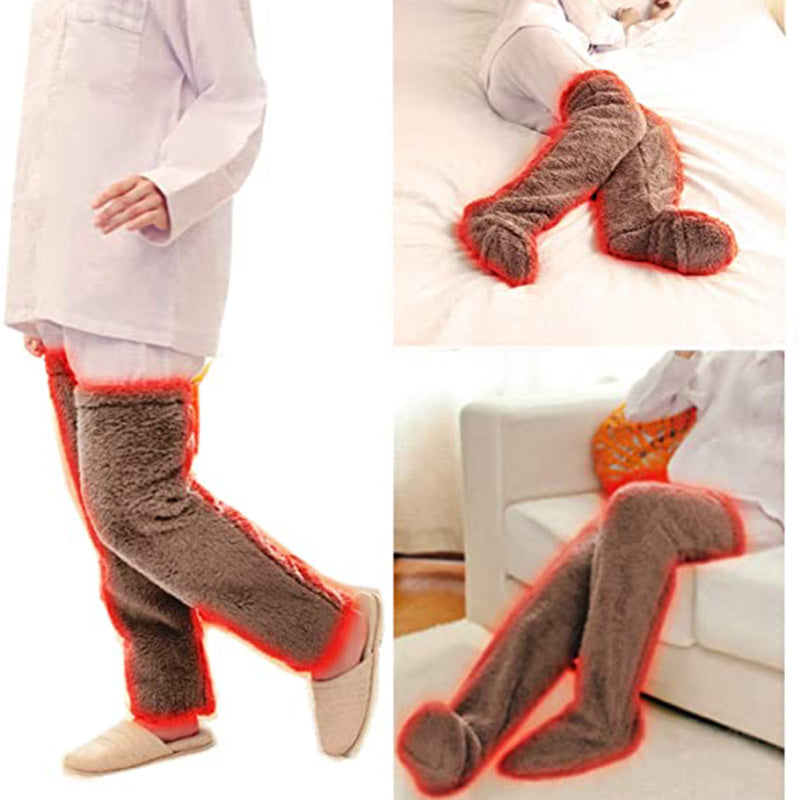 Chaussettes longues et duveteuses au-dessus du genou pour l'hiver, chaussettes chaudes et froides pour les jambes et les genoux, résistantes au froid, pour dormir au sol