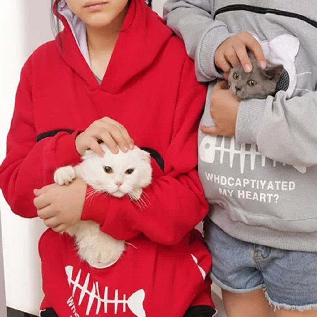 Sweat à capuche pour femme avec poche pour chat et animal de compagnie