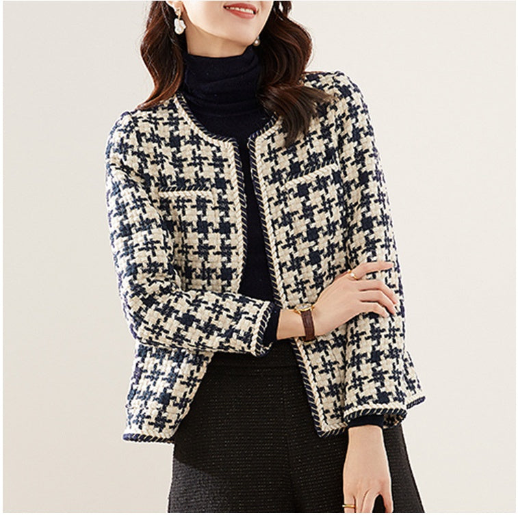 Veste parfumée à petit motif pied-de-poule pour femme