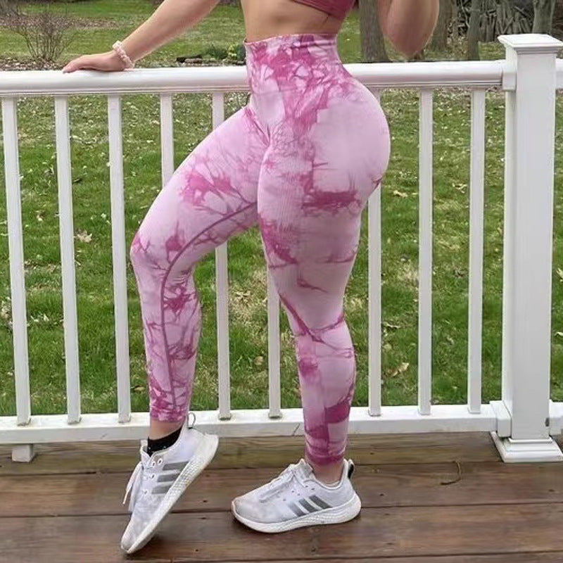 Leggings Tie Dye pour femmes, pantalons de yoga de fitness sans couture, collants d'entraînement push-up, leggings de sport de gym