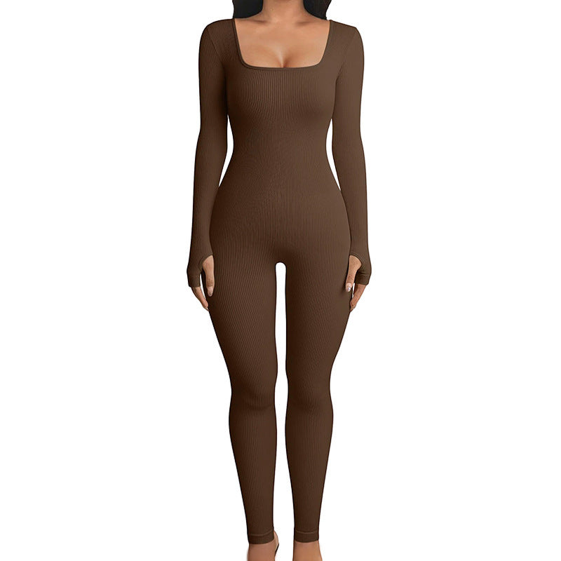 Combinaison sans couture à manches longues Shapewear Combinaison de yoga rehaussante des hanches Combinaison de sport Combinaisons 