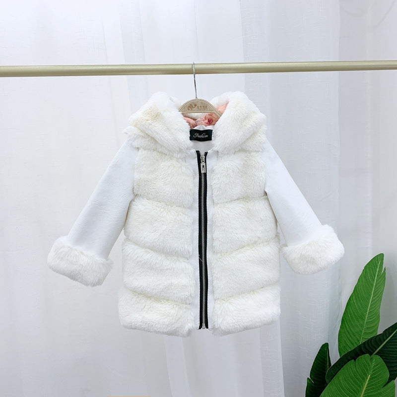 Manteau en coton pour enfants Manteau à capuche en fausse fourrure de lapin Rex