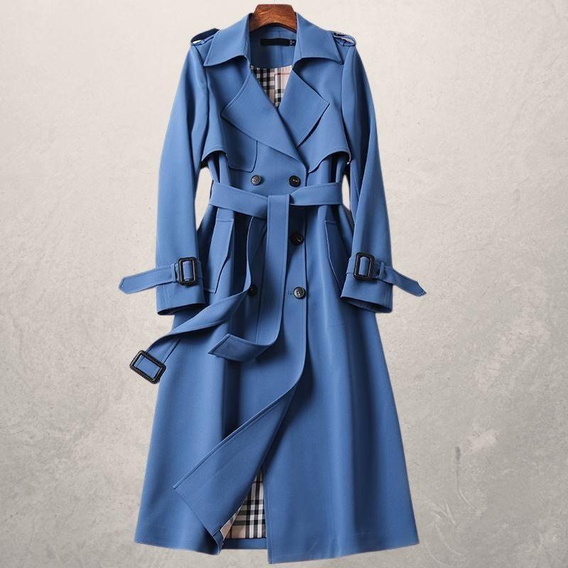 Trench-coat mi-long pour femme, coupe-vent long d'automne