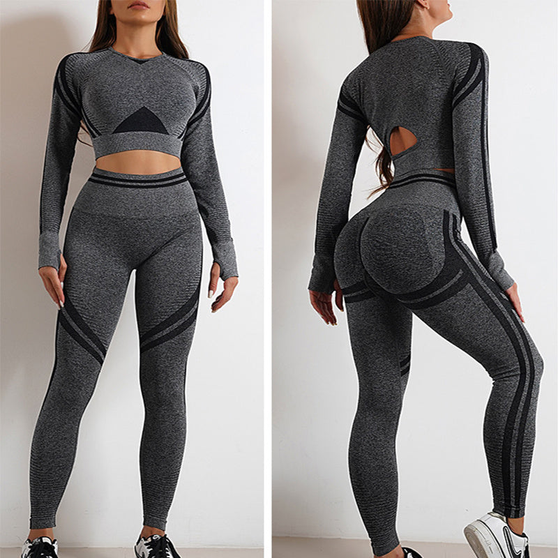 Pantalons de yoga sans coutures, leggings de sport, de fitness ou hauts à manches longues, tenues de levage des fesses, vêtements de sport d'entraînement minces