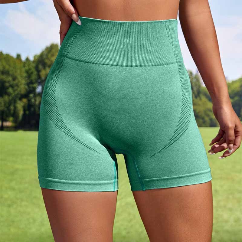 Leggings courts de sport sans couture pour femmes, taille haute, élastiques, solides, pour yoga, fitness, gym, entraînement, jogging