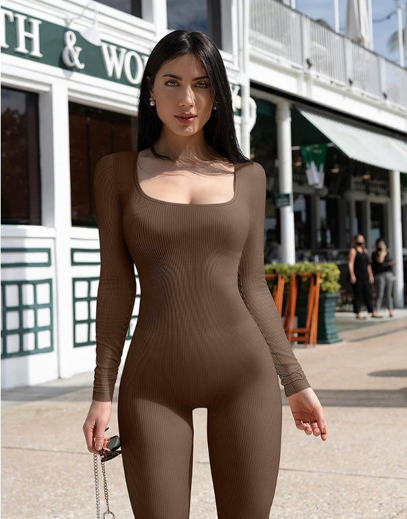 Combinaison sans couture à manches longues Shapewear Combinaison de yoga rehaussante des hanches Combinaison de sport Combinaisons 