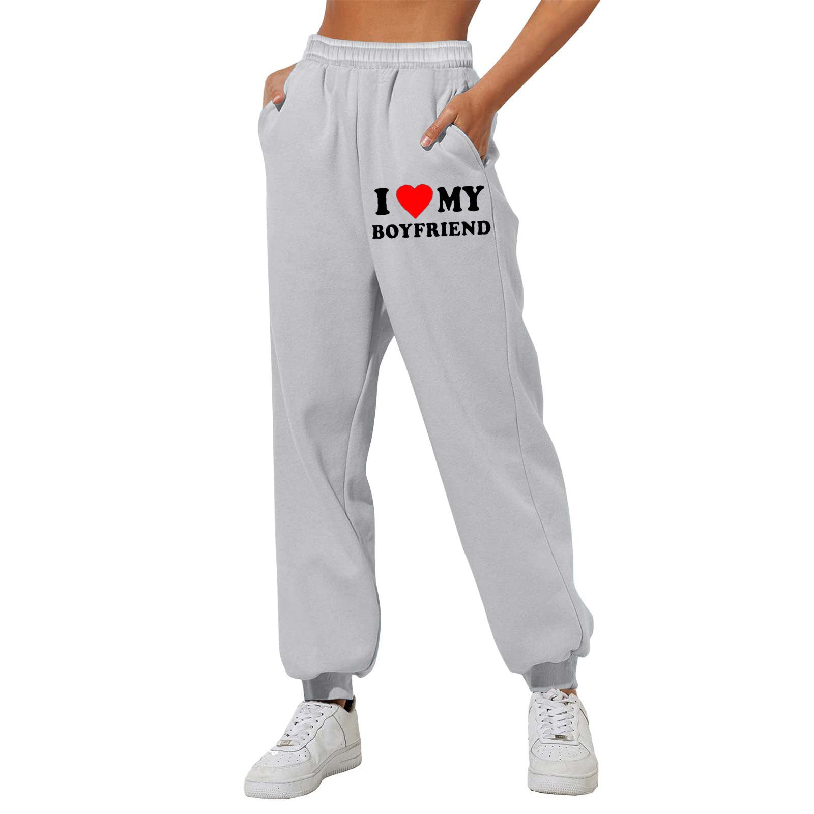 Pantalon imprimé I Love MY BOYFRIEND Pantalon de survêtement décontracté pour hommes et femmes Pantalon de sport