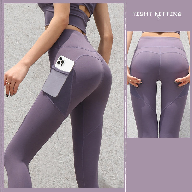 Leggings de sport sans couture avec poches, pantalon push-up taille haute pour femme, pantalon de fitness, de course, de yoga, de gym et de sport