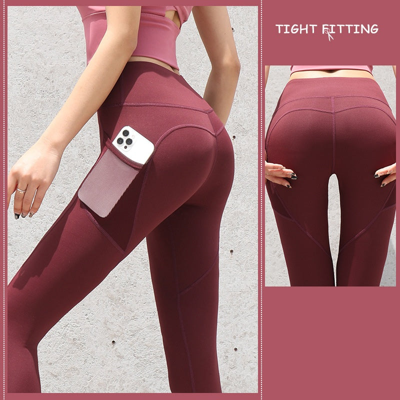 Leggings de sport sans couture avec poches, pantalon push-up taille haute pour femme, pantalon de fitness, de course, de yoga, de gym et de sport