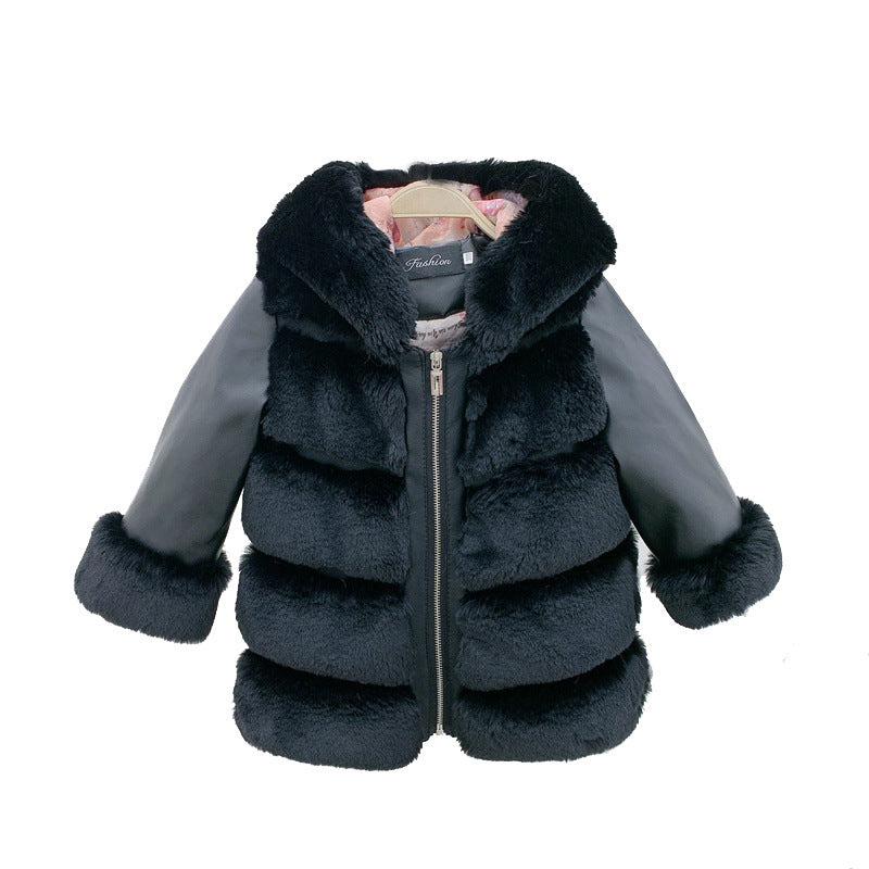 Manteau en coton pour enfants Manteau à capuche en fausse fourrure de lapin Rex