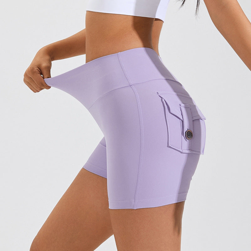 Short taille haute avec poches pour le yoga, le fitness, le sport, séchage rapide, vêtements d'été pour femmes