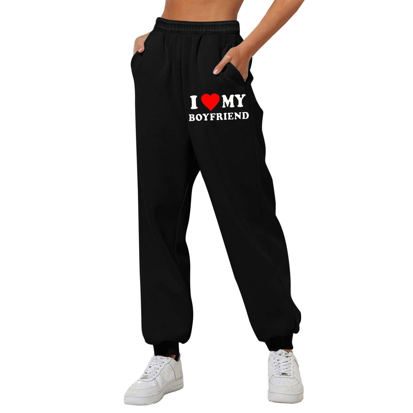 Pantalon imprimé I Love MY BOYFRIEND Pantalon de survêtement décontracté pour hommes et femmes Pantalon de sport