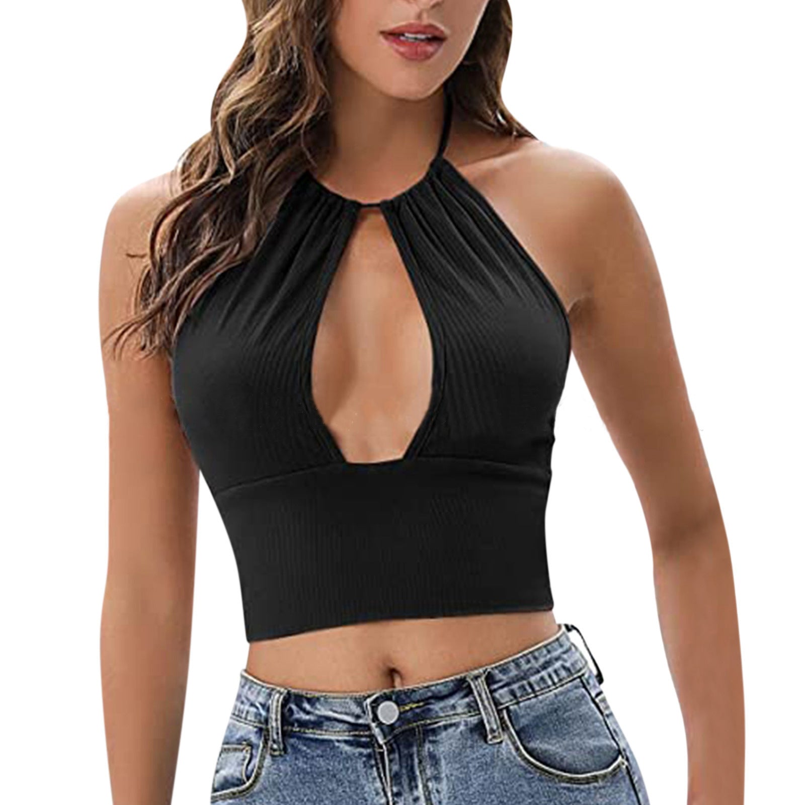 Camisole Halter Vest Femmes Été Sexy Creux Hauts