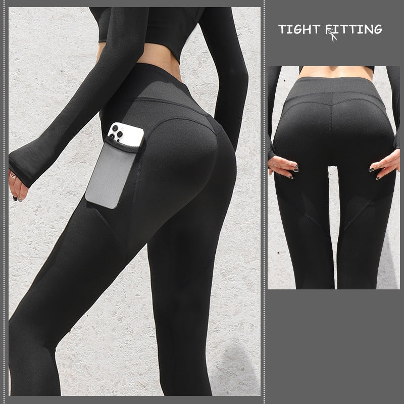 Leggings de sport sans couture avec poches, pantalon push-up taille haute pour femme, pantalon de fitness, de course, de yoga, de gym et de sport