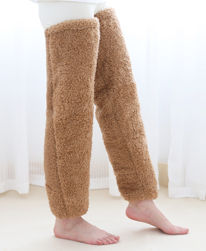 Chaussettes longues et duveteuses au-dessus du genou pour l'hiver, chaussettes chaudes et froides pour les jambes et les genoux, résistantes au froid, pour dormir au sol