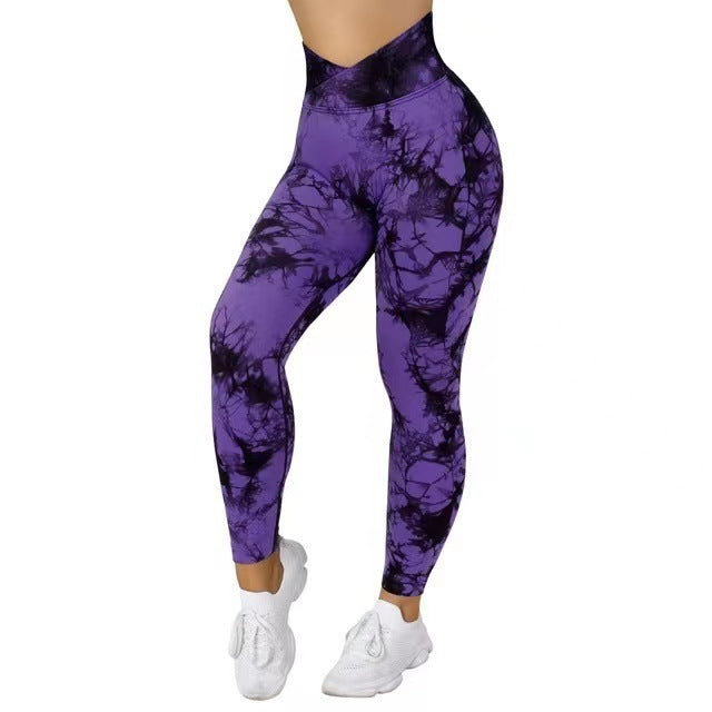 Leggings sans couture Tie Dye Pantalons de yoga pour femmes Push Up Sport Fitness Running Gym Leggings