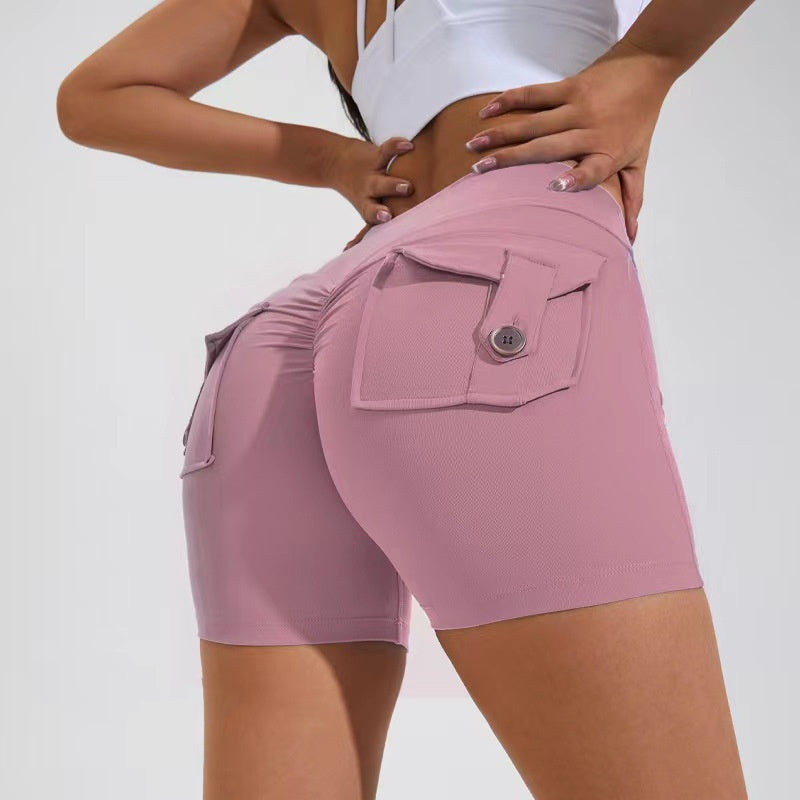 Short taille haute avec poches pour le yoga, le fitness, le sport, séchage rapide, vêtements d'été pour femmes